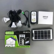 Солнечная станция с солнечной панелью и тремя лампочками GDLite YJ-8018 8017S с аккумулятором 4000 mAh