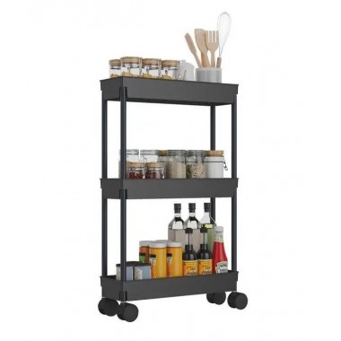 Узкая полка тележка на колесах для ванной и кухни на 3 яруса 61*40*26 см STORAGE RACK-3