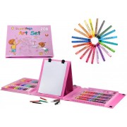 Канцелярский Набор для рисования и творчества с мольбертом в чемоданчике 208 предметов Art Set Розовый