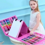 Канцелярский Набор для рисования и творчества с мольбертом в чемоданчике 208 предметов Art Set Розовый