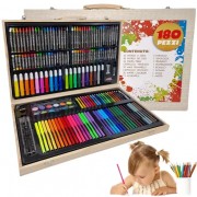 Детский набор для рисования на ART SET 180 предметов в деревянном чемодане