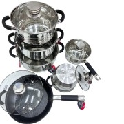 Набор посуды из нержавеющей стали Zepline ZP-115 12 предметов черный