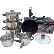 Набор посуды из нержавеющей стали Zepline ZP-115 12 предметов черный