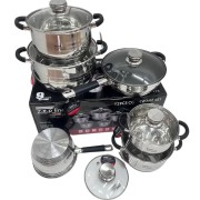 Набор посуды из нержавеющей стали Zepline ZP-115 12 предметов черный