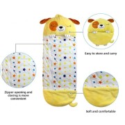 Детский спальный мешок на молнии 3 в 1 встроенная подушка 130 см щенок желтый Baby sleeping bag Size S