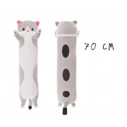 Детская подушка для сна Кот Батон 70 см, Серый / Плюшевая игрушка подушка длинный котенок