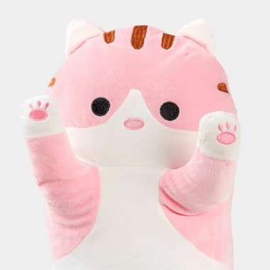 Мягкая детская игрушка Кот Батон 70 см, Розовый / Плюшевая игрушка подушка длинный котенок