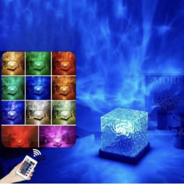 Ночник проектор КУБ с проекцией воды Настольная RGB лампа с эффектом водяной волны
