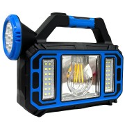 Ручной аккумуляторный светодиодный фонарь с солнечной батареей и функцией PowerBank HS-8036-7-A Синий