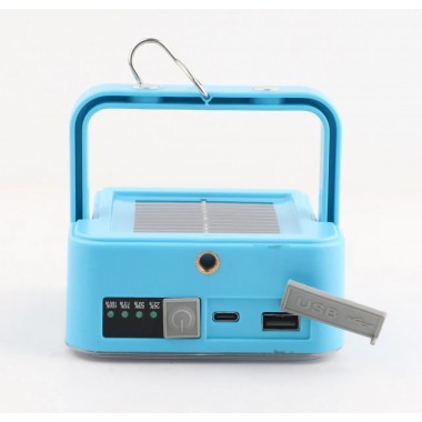 Ручной аккумуляторный светодиодный фонарь с солнечной батареей и функцией PowerBank LD-02 Синий