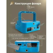 Ручной аккумуляторный светодиодный фонарь с солнечной батареей и функцией PowerBank LD-02 Синий