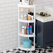 Угловой стеллаж для ванной комнаты 4 яруса, на колесиках (85х28х22см), Белый Corner storage rack