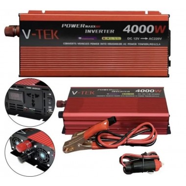 Преобразователь напряжения инвертор с дисплеем V-TEK 4000W 12-220V Автомобильный преобразователь