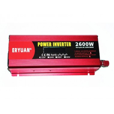 Преобразователь напряжения инвертор Eryuan 2600W LCD DC/AC 12V-220V с чистой синусоидой и вольтметром