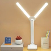 Настольная двойная светодиодная лампа с сенсорным управлением и подставкой для телефона LED 869-2 Белая