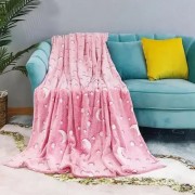 Мягкое одеяло-плед звездное небо 100х150 см Светящийся в темноте Magic Blanket Розовое