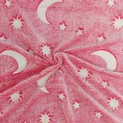Мягкое одеяло-плед звездное небо 100х150 см Светящийся в темноте Magic Blanket Розовое