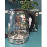 Электрический стеклянный чайник Rainberg RB-2250 с LED подсветкой 2200 Вт 1.8л,