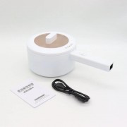 Электрическая кастрюля с крышкой и ручкой 37см, 1,6л, от сети, Белая / Портативная электрокастрюля / Миниварка