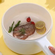 Электрическая кастрюля с крышкой и ручкой 37см, 1,6л, от сети, Белая / Портативная электрокастрюля / Миниварка