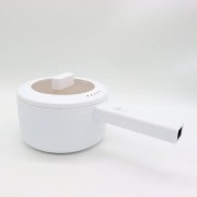 Электрическая кастрюля с крышкой и ручкой 37см, 1,6л, от сети, Белая / Портативная электрокастрюля / Миниварка