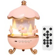 Музыкальный ночник-проектор с Bluetooth и пультом Карусель зайчиков WH-E11-02 Детский музыкальный ночник