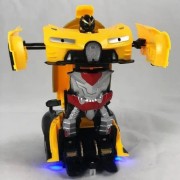 Машинка трансформер на радиоуправлении AToys Bugatti-Robot 1:18 световые эффекты Черно-желтая