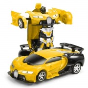 Машинка трансформер на радиоуправлении AToys Bugatti-Robot 1:18 световые эффекты Черно-желтая