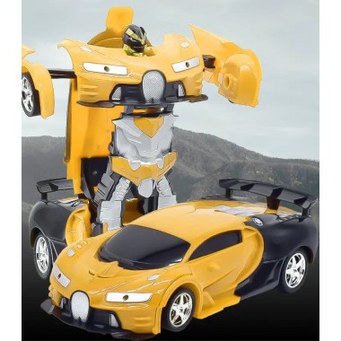 Машинка трансформер на радиоуправлении AToys Bugatti-Robot 1:18 световые эффекты Черно-желтая