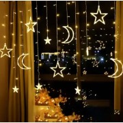 Гирлянда светодиодная штора звездопад с луной на окно штору потолок 2.5 метра 138 led 12 звезд 220в