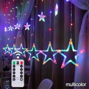Гирлянда штора Звезды Звездопад 3м Мультицвет на пульте дистанционного управления