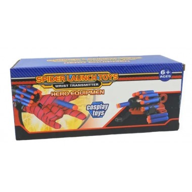 Детская игрушечная перчатка-бластер Человек паук Spider Man Gloves Игровой пистолет стреляет мягкими пулями