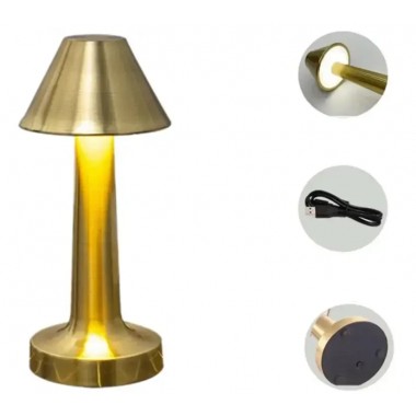 Настольная лампа металлическая с аккумулятором PC-8231 Золотистый Настольная сенсорная LED лампа
