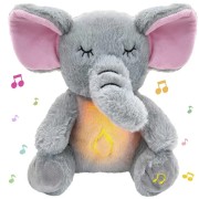 Интерактивная мягкая игрушка-ночник дышащий Слоник Elephant Серый Успокаивающая плюшевая игрушка Слоник