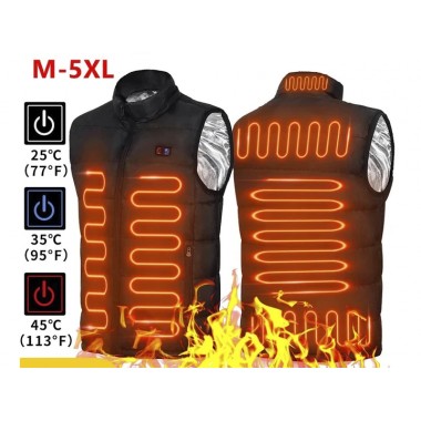 Жилетка с электроподогревом от павербанка 9 зон Размер 2XL  Черный