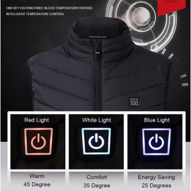 Жилетка с электроподогревом от павербанка 9 зон Размер 2XL  Черный