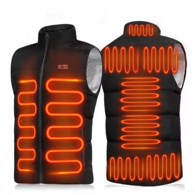 Жилетка с электроподогревом от павербанка 9 зон Размер 2XL  Черный