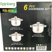 Набор кастрюль Rainberg RB-604 6 предметов, набор кухонной нержавеющей посуды с крышками