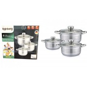 Набор кастрюль Rainberg RB-604 6 предметов, набор кухонной нержавеющей посуды с крышками