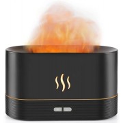 Портативный увлажнитель воздуха ночник с имитацией пламени и резервуаром для эфирного масла 180мл черный