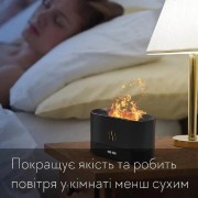 Портативный увлажнитель воздуха ночник с имитацией пламени и резервуаром для эфирного масла 180мл черный