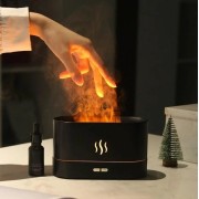Портативный увлажнитель воздуха ночник с имитацией пламени и резервуаром для эфирного масла 180мл черный