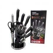 Набор ножей Zepline ZP-076 на подставке 9 предметов Черный