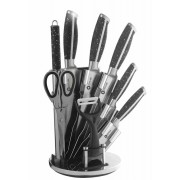 Набор ножей Zepline ZP-076 на подставке 9 предметов Черный