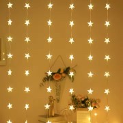 Гирлянда-подвеска в виде звезды, Гирлянда-штора для декора от USB 3х2м Теплый белый AND SF-57