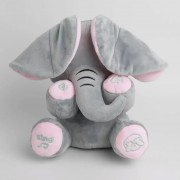 Мягкая игрушка плюшевый Слоник 35 см играет в прятки, хлопает ушками с музыкой Серый HA-161