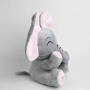 Мягкая игрушка плюшевый Слоник 35 см играет в прятки, хлопает ушками с музыкой Серый HA-161