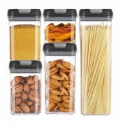 Набор прозрачных контейнеров для сыпучих 5 предметов FOOD с крышками