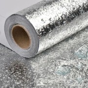 Кухонная маслостойкая фольга самоклеющаяся для кухни 60см*6м / Алюминиевая пленка для кухонных поверхностей