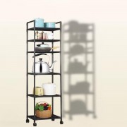 6-уровневый напольный стеллаж для хранения с роликами, тележка для кухни, ванной комнаты,TVT-02